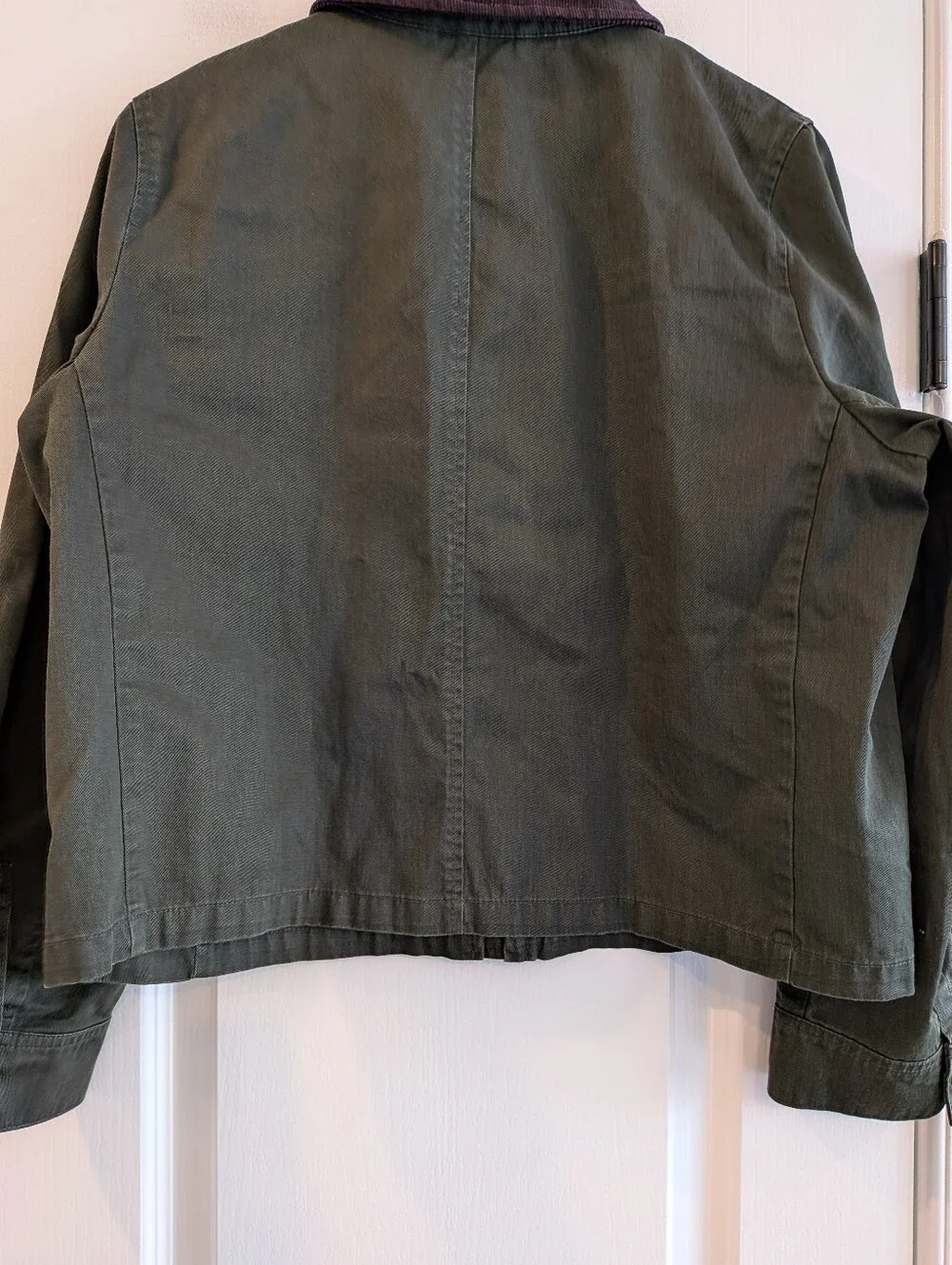 J. Crew Factory Cropped Field Jacket Mossy Green Brown Chore Barn Coat Size M
